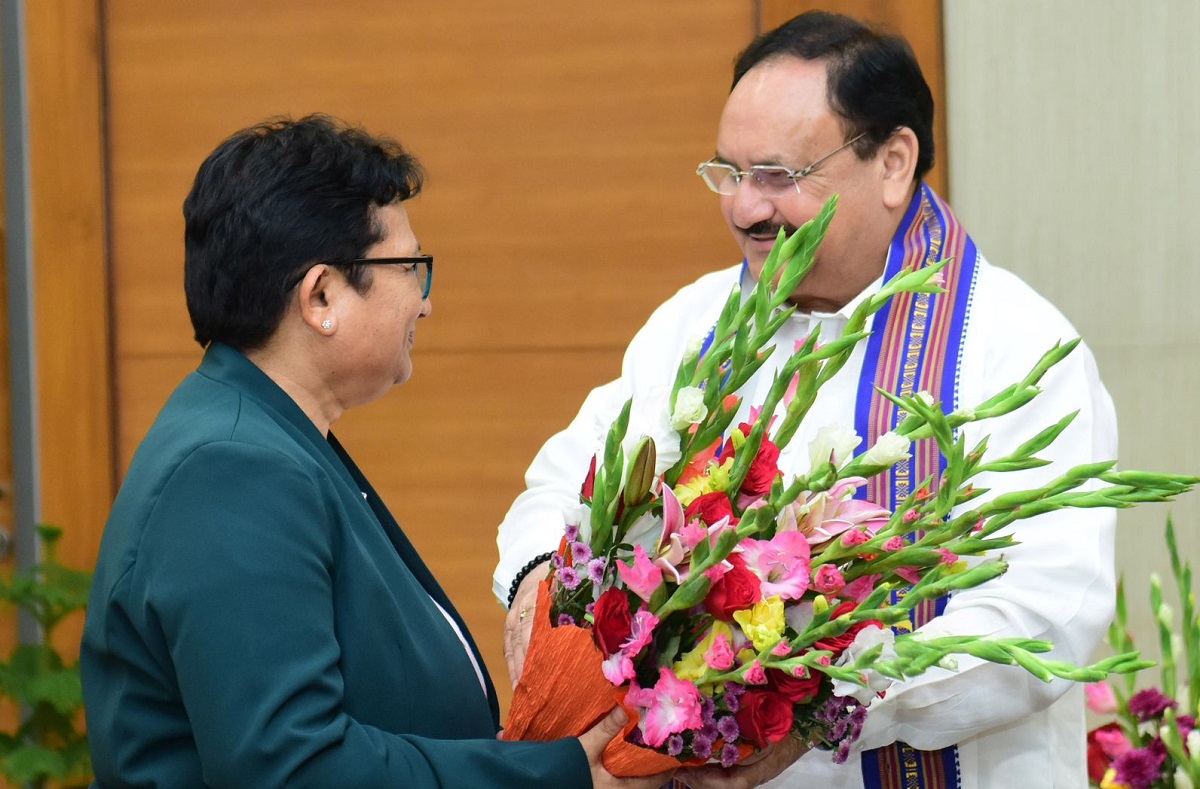 भाजपा अध्यक्ष जे.पी नड्डा र पम्फा भुसालबीचको भेटवार्ता।  फाइल तस्बिर